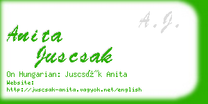 anita juscsak business card